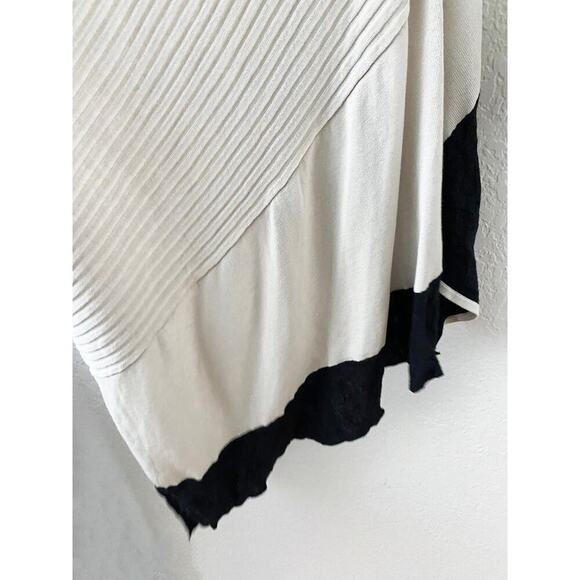 Stella Carakasi Women's Open Front Waterfall Asymmetrical Beige Black Sweater XS - Picture 3 of 8